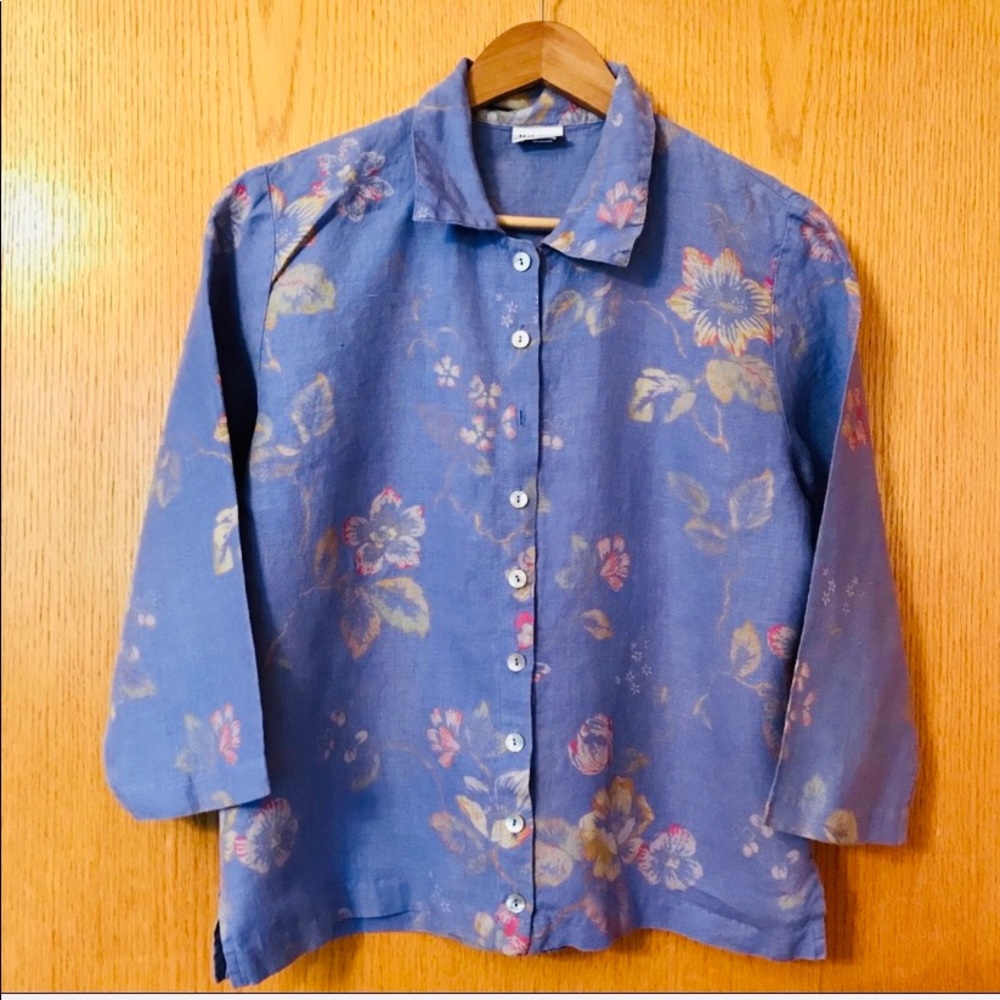 Habitat purple button down linen shirt